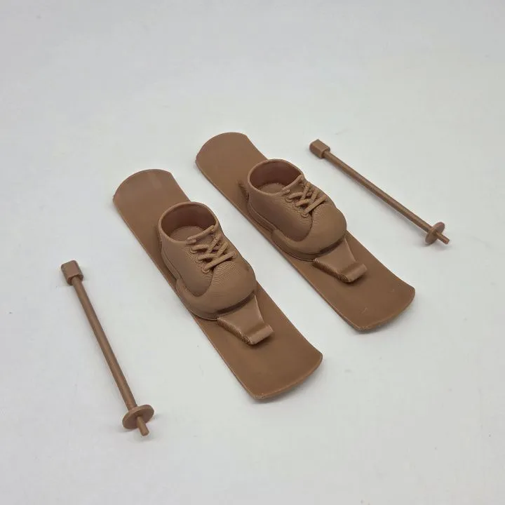 Лыжи с палками и ботинками для кукол (Лабубу 17см) цв.ириска (09) 282 для кукол