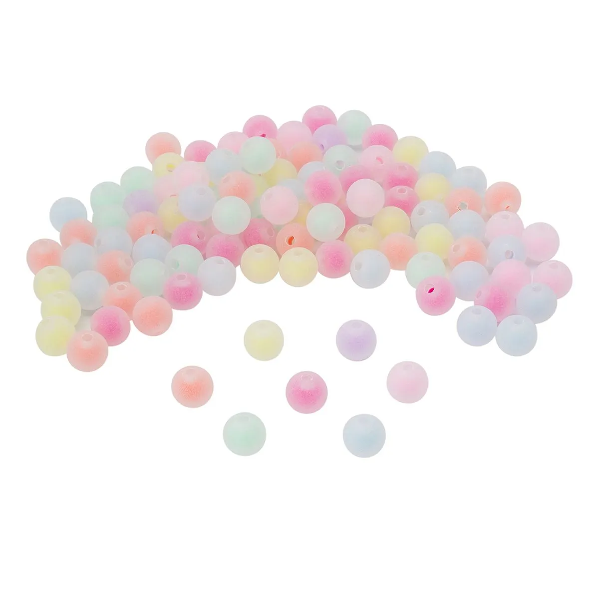 Бусины пластиковые матовые, круглые d-10мм, 50гр. цв.микс 7748411 для кукол | 1
