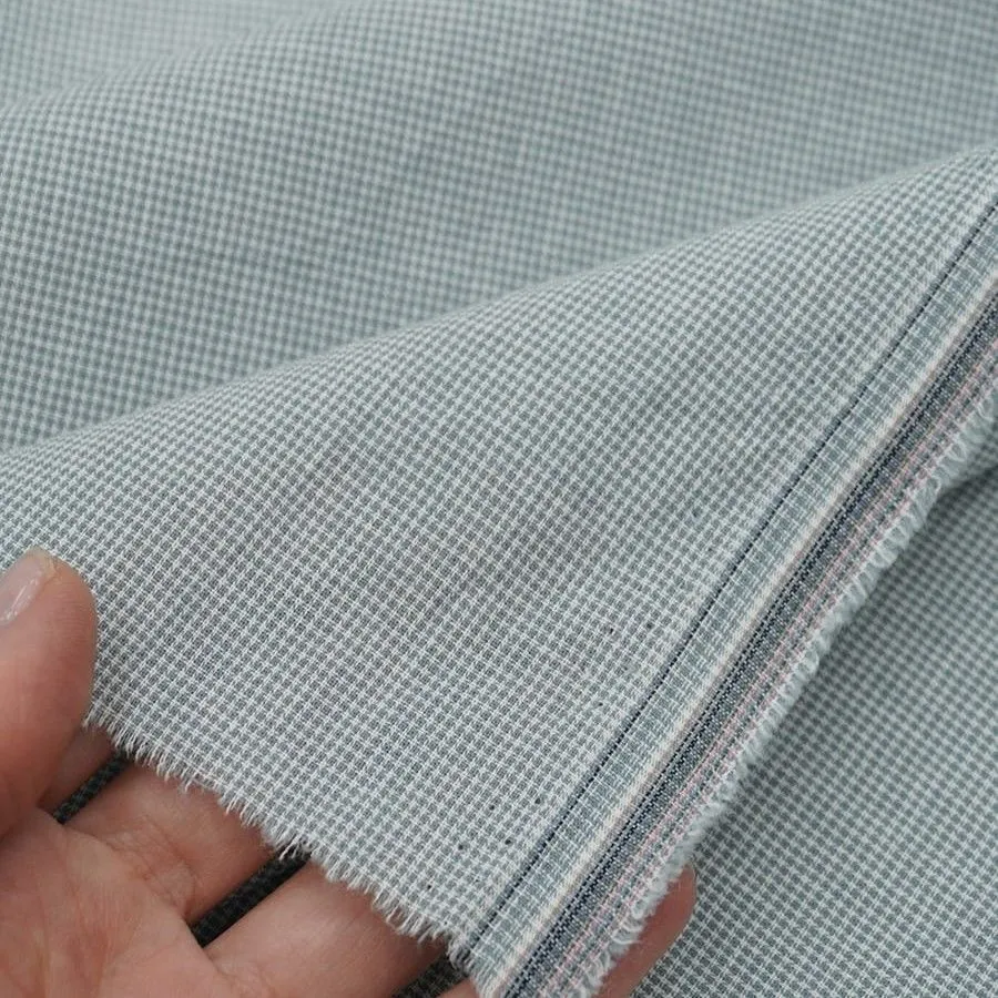 Варёный (стираный) хлопок Микроклетка цв.серо-бирюзовый винтаж 50*50см 28128 для кукол | 1