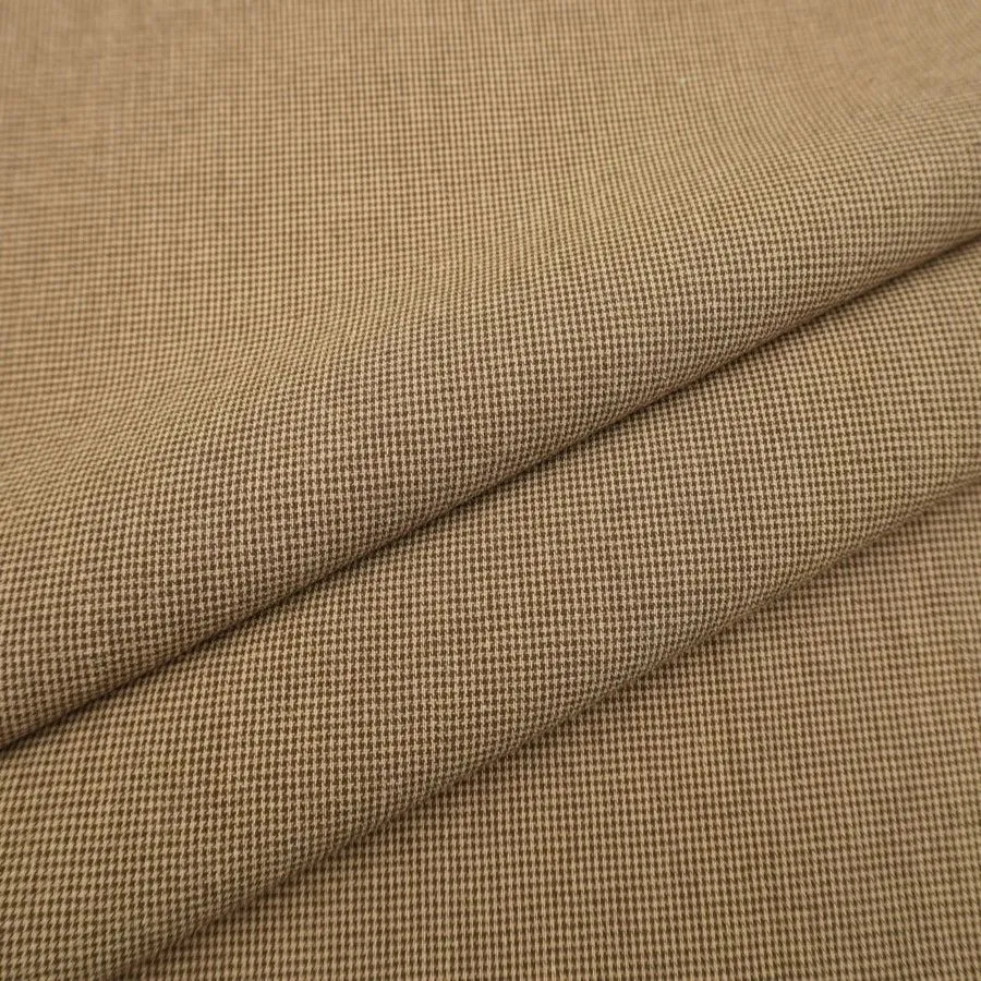 Варёный (стираный) хлопок Микроклетка цв.коричневый/бежевый 57*50см 28051 для кукол | 4