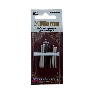 Иглы Micron ручные для пэчворка №3/9 20шт. KSM-1041 для кукол