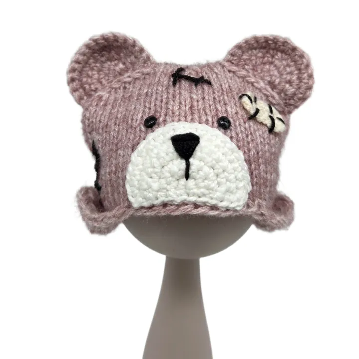 Шапочка-мишка ША-50 цв.розовый меланж (07), обхват 27см для кукол