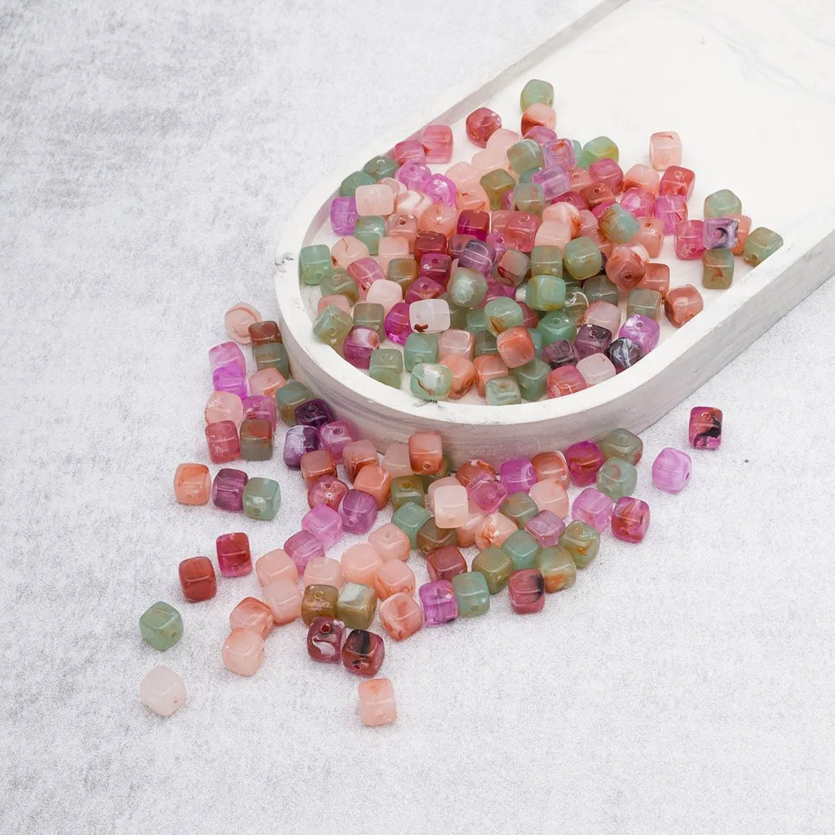 Бусины пластиковые прозрачные, куб 6,5*6,6мм, 50гр. цв.00007 кварцевый микс 7748713 для кукол | 5