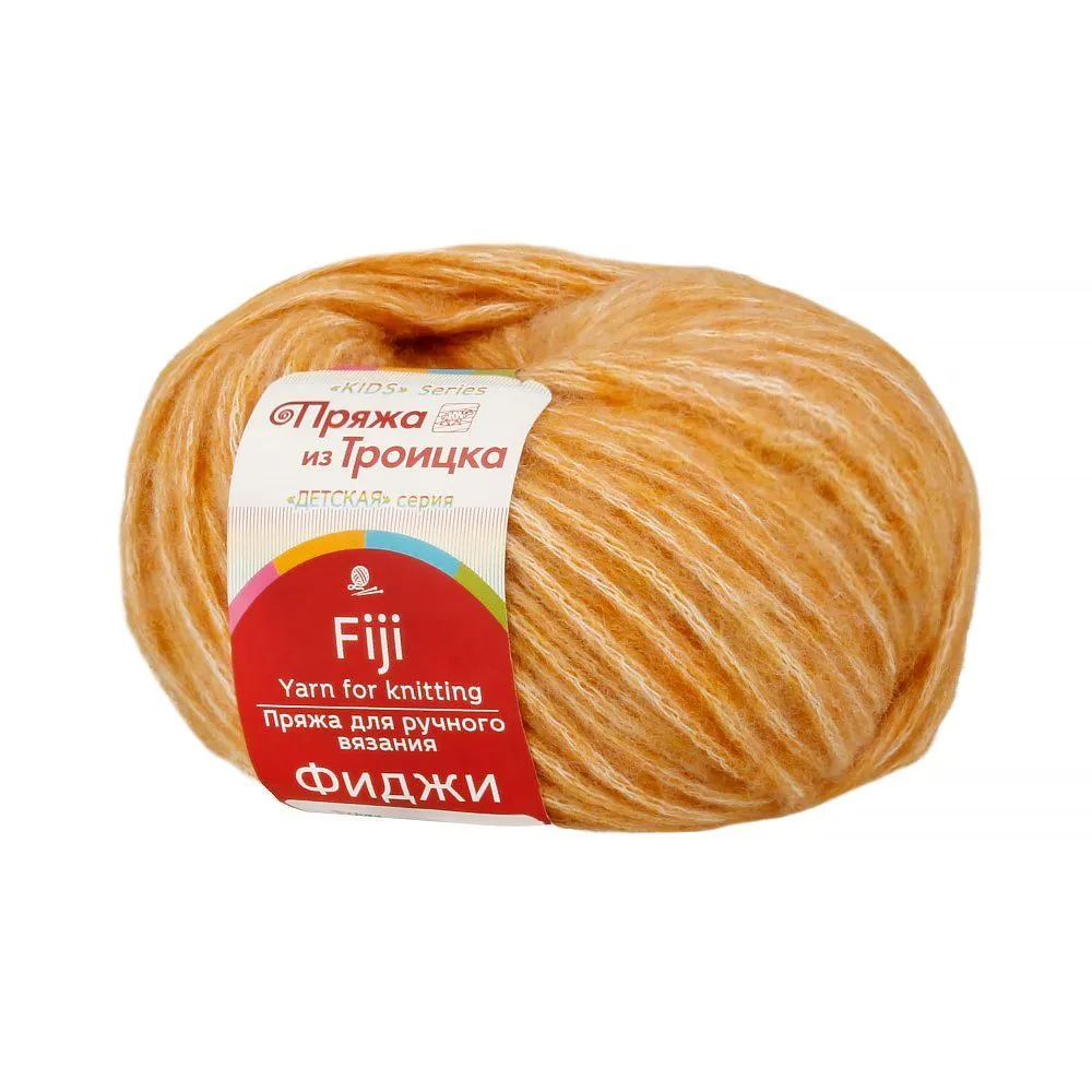Пряжа из Троицка "Фиджи" 60% хлопок 20% мериносовая шерсть 20% акрил 50г 95м цв.034 золото для кукол | 1