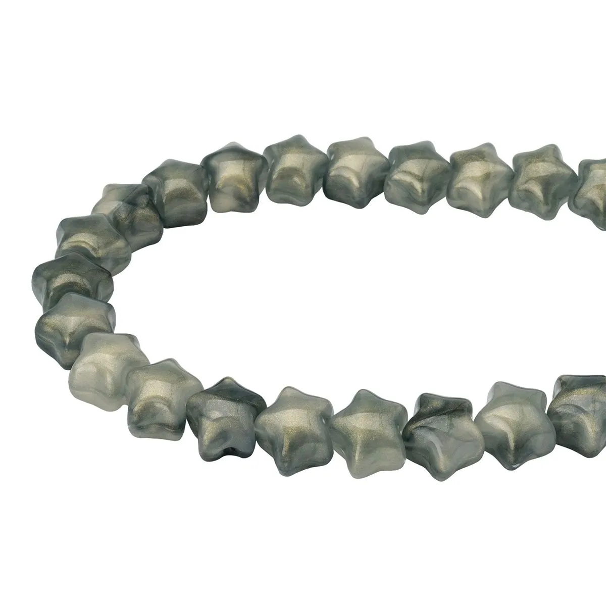 Бусины пластиковые 'дымка' с золотым шиммером, звезда 12,5*11*10,6мм, 50гр. цв.AD009 оливковый 7748706 для кукол | 1