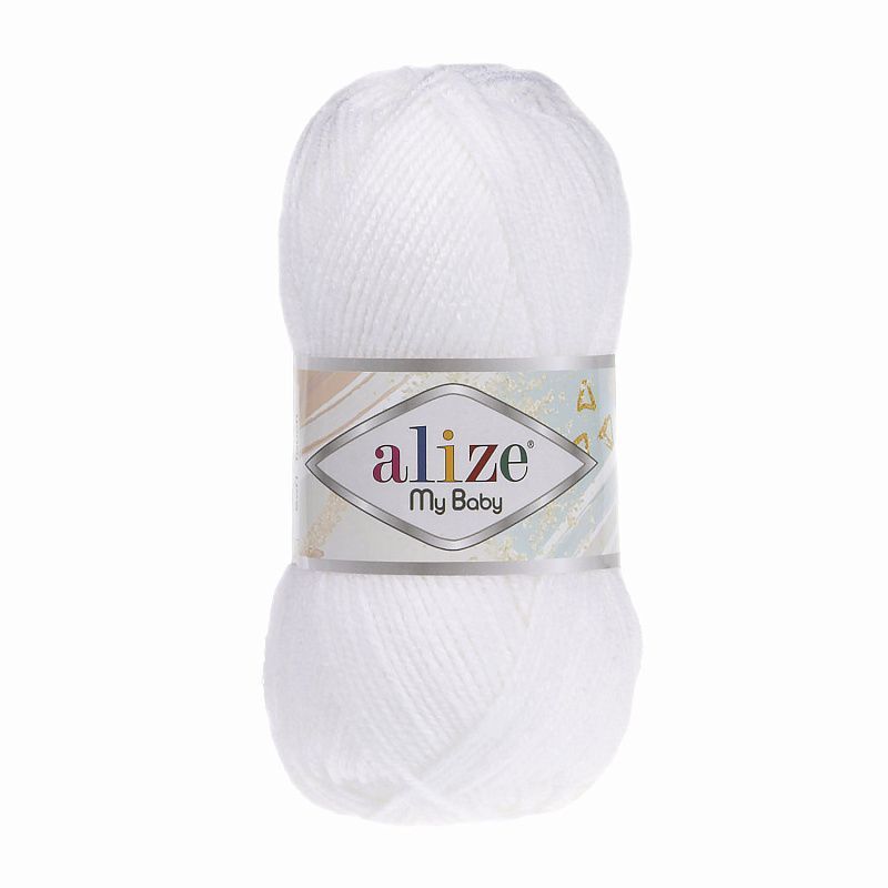 Пряжа Alize My Baby Best 100% акрил 50г 150м цв.055 белый для кукол