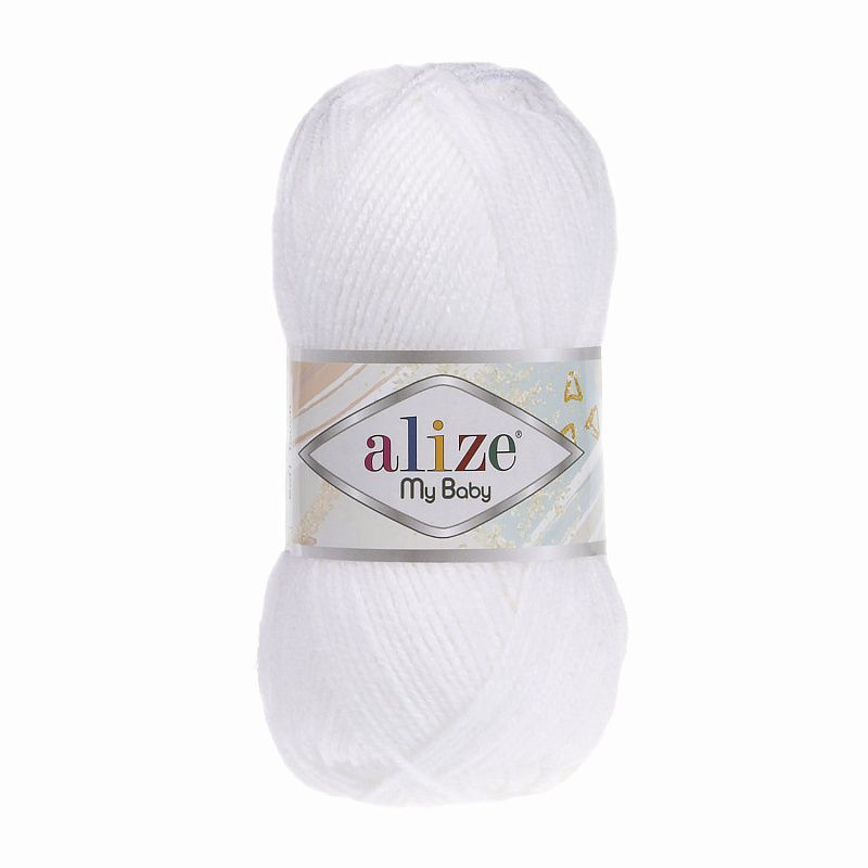 Пряжа Alize My Baby Best 100% акрил 50г 150м цв.055 белый для кукол | 1