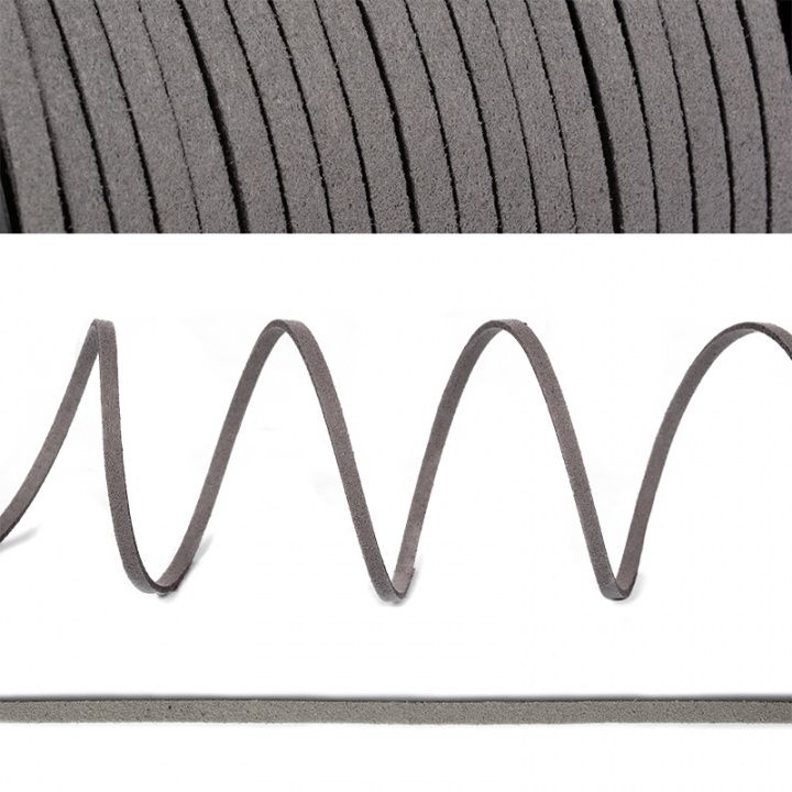Шнур замшевый 2-3мм цв.т.серый 1 метр SLR311 для кукол