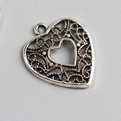 Подвеска Сердце ажурное 2,3*2см цв.серебро 4645664 для кукол