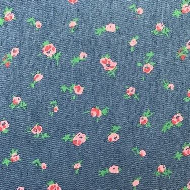 Ткань джинса цв.голубой/цветок розовый 48*50см 26010 для кукол