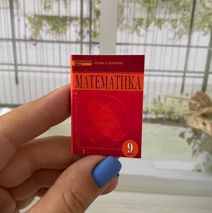Учебник "Математика 9 класс" цв.красный 3,5*5см для кукол