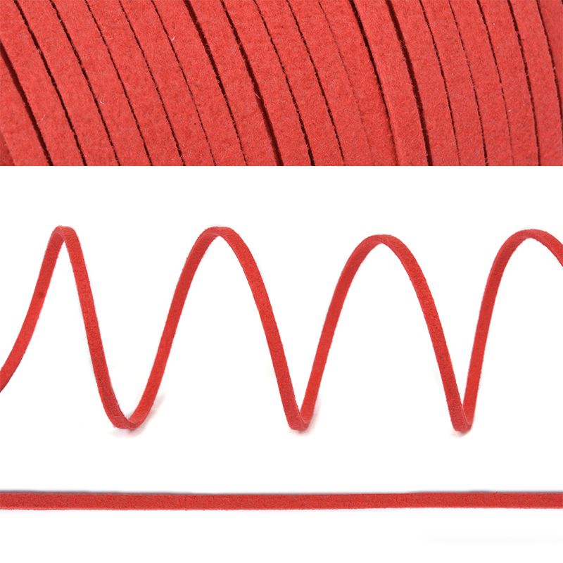 Шнур замшевый 2-3мм цв.красный 1 метр SLR162 для кукол | 1