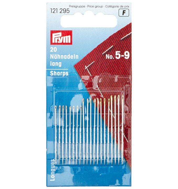 Иглы PRYM ручные д/шитья с тонким острием №5-9 уп.20шт. 121295 для кукол
