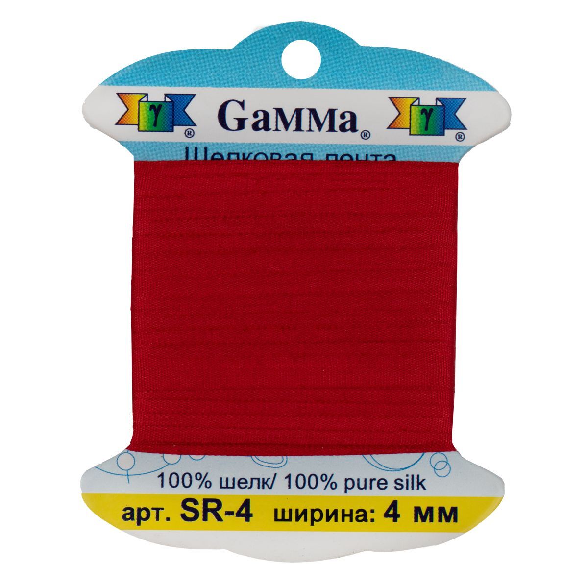 Тесьма шелковая Gamma 4мм 9,1м ±0.5м цв.красный (101) SR-4 для кукол | 1