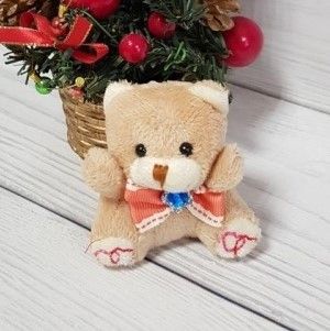 Медведь М-10 бежевый с бантом 6 см для кукол