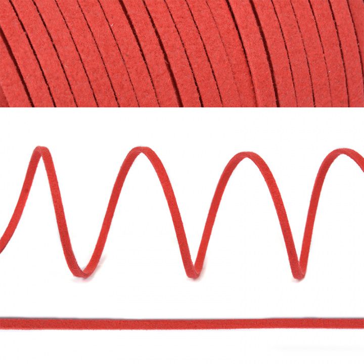 Шнур замшевый 2-3мм цв.красный 1 метр SLR162 для кукол